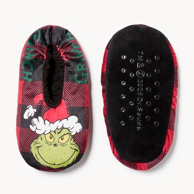 Kid Boys' Grinch Festive Slipper Socks - Black