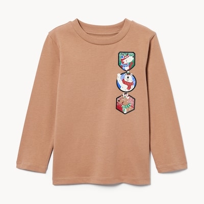 Toddler Graphic Long Sleeve Top - Light Brown