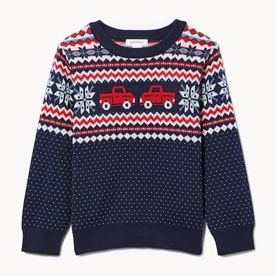 Chandail en tricot jacquard pour petits garçons - Marine foncé