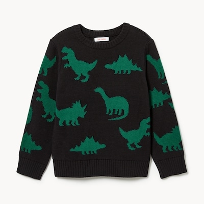 Chandail en tricot imprimé pour petits garçons - Noir JF