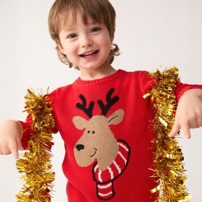 Toddler Boys' Festive Knit Sweater - Red