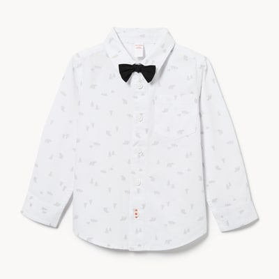 Chemise Oxford avec nœud papillon, petits garçons - Blanc pur