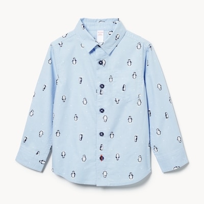 Toddler Boys' Printed Oxford Shirt - Pale Blue