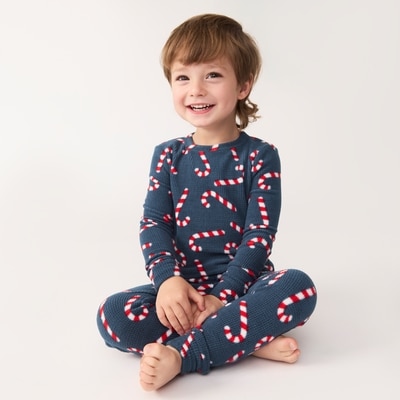 Pyjama des Fêtes en molleton pour petits garçons - Bleu Foncé