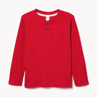 Toddler Boys' Waffle Knit Henley - Red