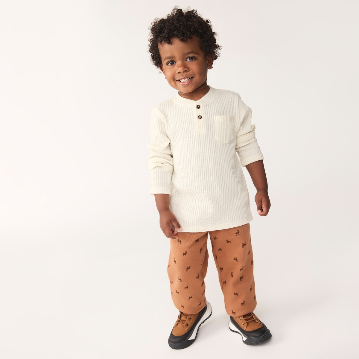 Toddler Boys' Waffle Knit Henley