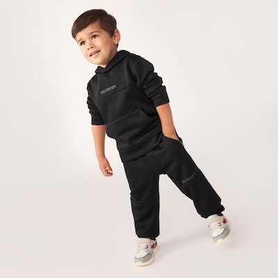 Chandail à capuchon sport molleton, petits garçons - Noir JF