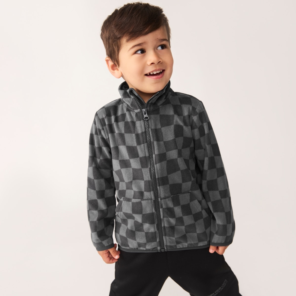 Toddler Checkered Microfleece Jacket