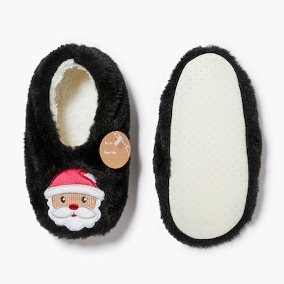 Toddler Boys' Holiday Slippers - Black