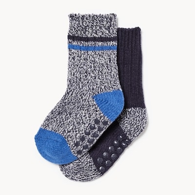 Ens. de 2 paires de chaussettes tube épaisses - Marine