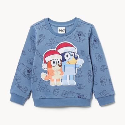 Toddler Boys' Bluey Festive Sweatshirt - Blue