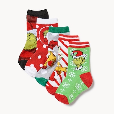 Ens. de 5 paires de chaussettes festives Grincheux - Rouge Vif