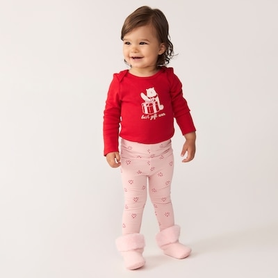 Baby Girls' Festive Graphic Bodysuit - Red
