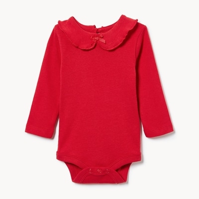 Baby Girls' Peter Pan Collar Bodysuit - Red