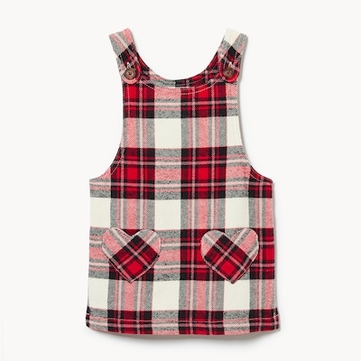 Robe chasuble en tissu écossais pour bébés filles - Blanc Cassé