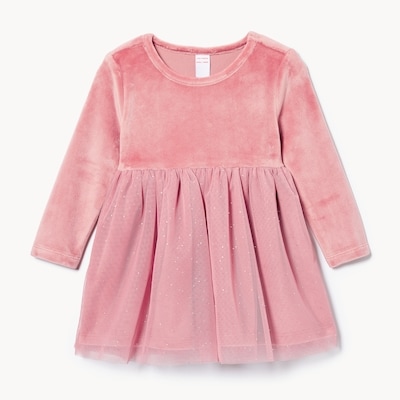 Robe tutu en velours rasé pour bébés filles - VIEUX ROSE