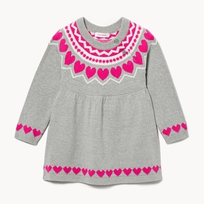 Baby Girls' Fair Isle Sweater Dress - Light Grey Mix