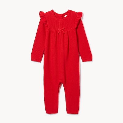Baby Girls' Sweater Romper - Red