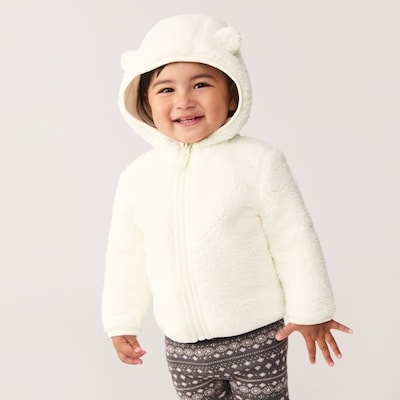 Veste en molleton effet peau de mouton pour bébés - Blanc Cassé