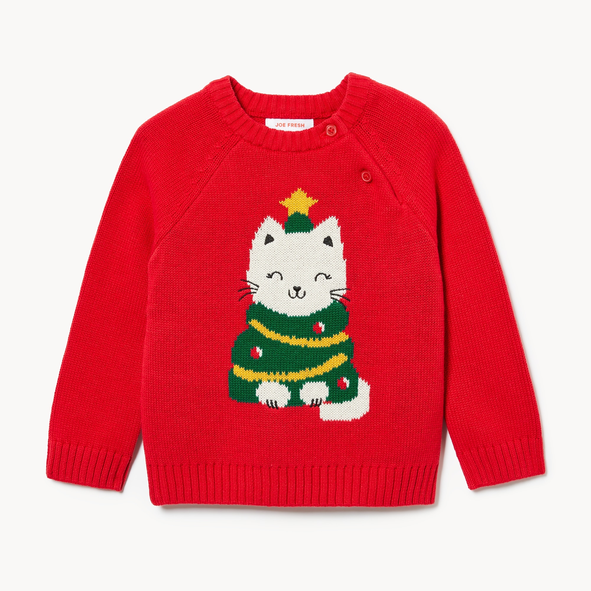 Baby Girls' Holiday Graphic Sweater in Red from Joe Fresh