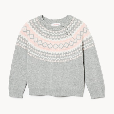 Baby Girls' Fair Isle Sweater - Light Grey Mix