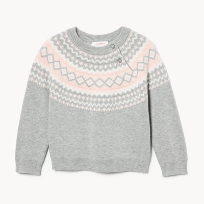 Baby Girls' Fair Isle Sweater - Light Grey Mix