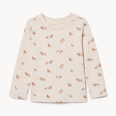 Baby Festive Print Long Sleeve Top - Light Sand