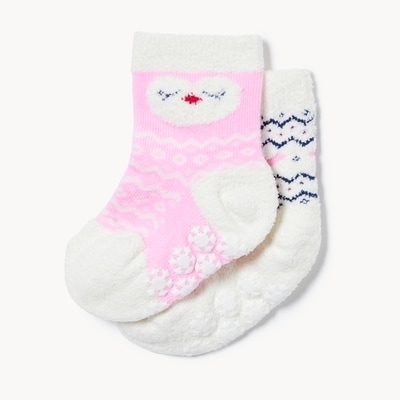 Baby Girls' 2-Pack Plush Crew Socks - Pink