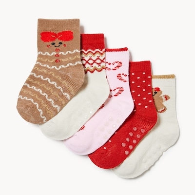 Baby Girls' 5-Pack Crew Socks - Red