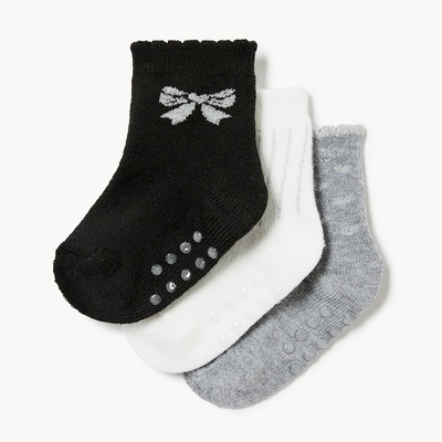 Ens. 3 paires de chaussettes tube des Fêtes, bébés - Noir