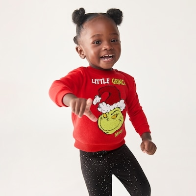 Baby Girls' Grinch Festive Graphic Sweatshirt - Red