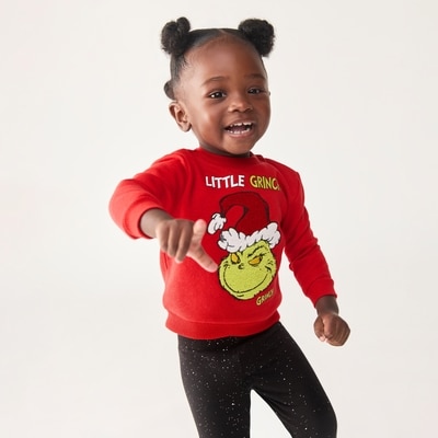 Baby Girls' Grinch Festive Graphic Sweatshirt - Red