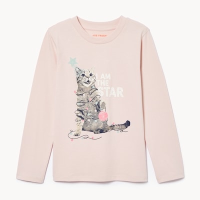 Kid Graphic Long Sleeve Top - Dark Peach
