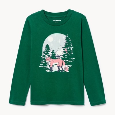 Kid Graphic Long Sleeve Top - Green