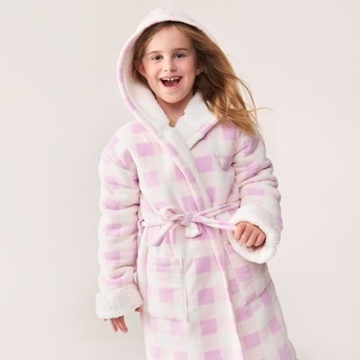 Kid Girls' Teddy Fleece Robe - Lilac