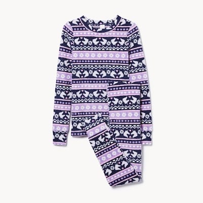 Pyjama des Fêtes en tricot gaufré pour filles - Marine