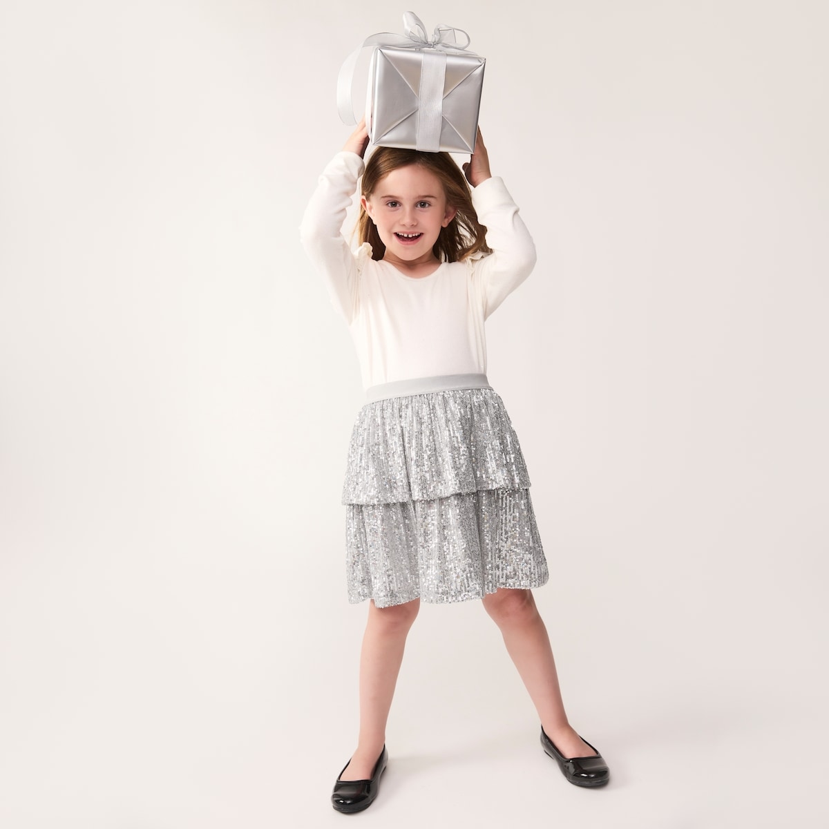 Kid Girls' Tiered Sequin Skirt