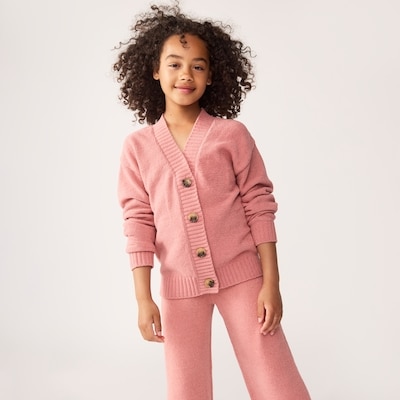 Kid Girls' Relaxed Fit Cardigan - Dusty Rose