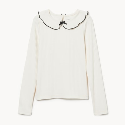Kid Girls' Peter Pan Collar Top - Off White