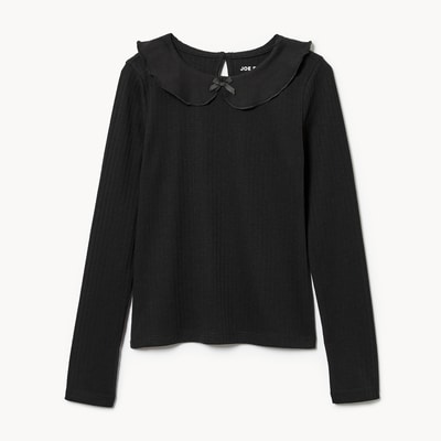 Kid Girls' Peter Pan Collar Top - JF Black