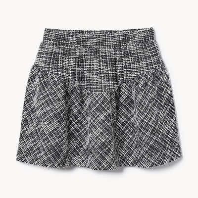 Kid Girls' Knit Plaid Skirt - Black