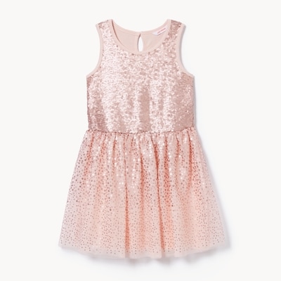Kid Girls' Sequin Dress - Dark Peach