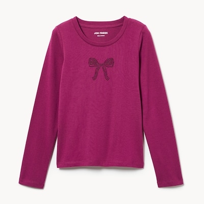 Haut clouté à manches longues pour filles - Chou rouge