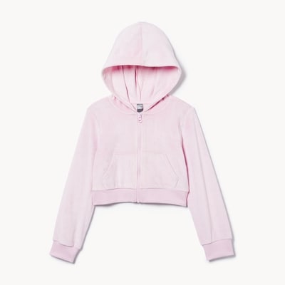 Haut à capuchon sport en velours rasé pour filles - Lilas pâle