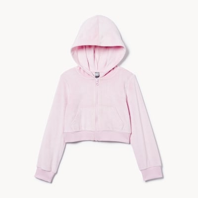 Kid Girls' Active Velour Zip-Up Hoodie - Pale Lilac