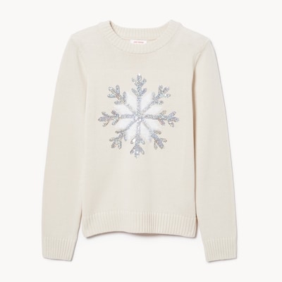 Tween Girls' Sequin Sweater - Off White