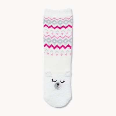 Chaussettes tube jacquard motif de chalet, filles - Blanc