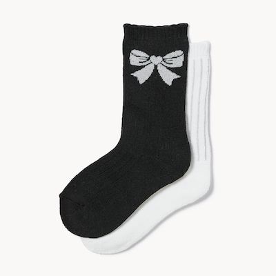 Ens. de 2 paires de chaussettes tube pour filles - Noir
