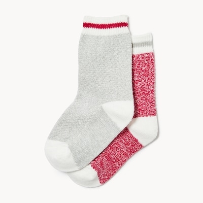 Ens. 2 paires de chaussettes tube épaisses, filles - Rouge