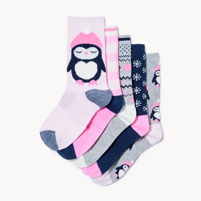 Ens. de 5 paires de chaussettes tube pour filles - Marine